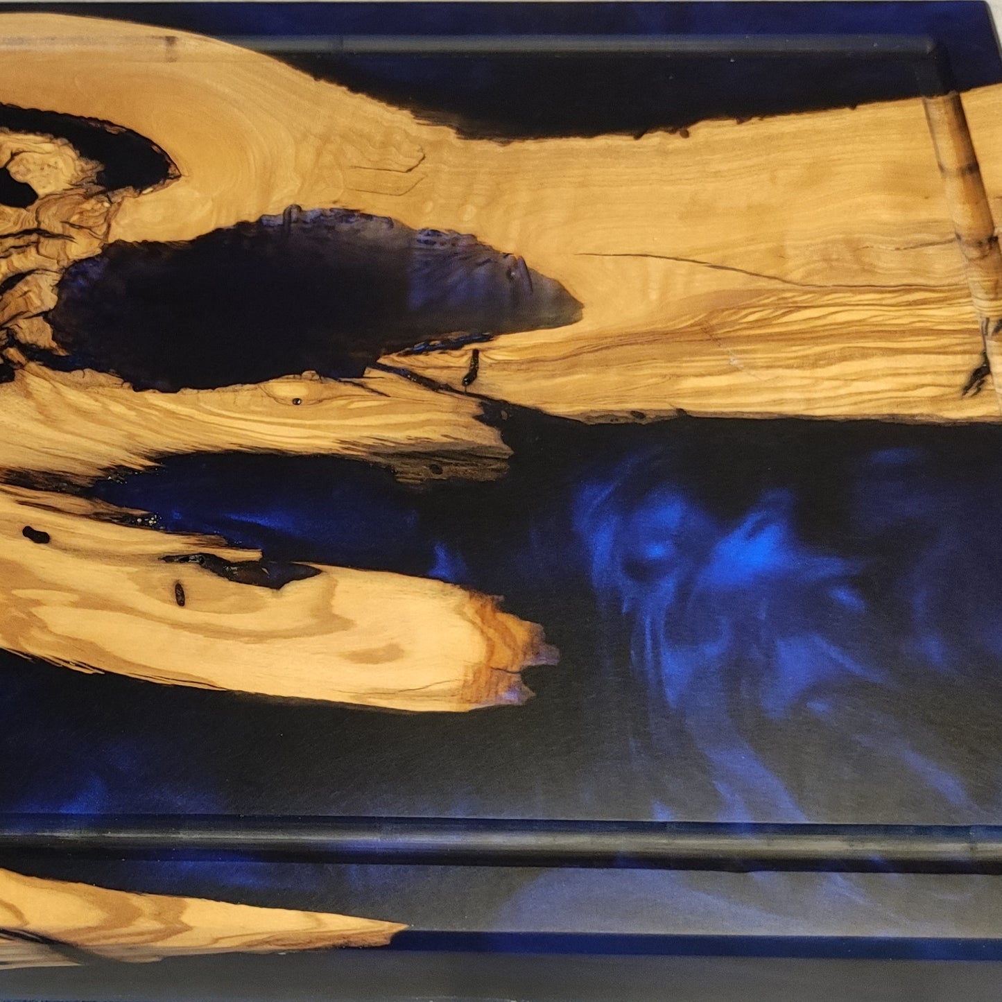 Epoxidharz Schneidebrett Metallic Blau