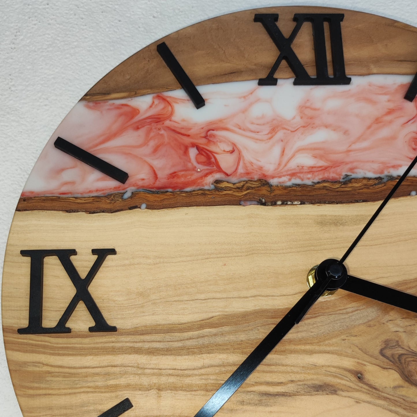Epoxidharz Uhr Rot-Weiß