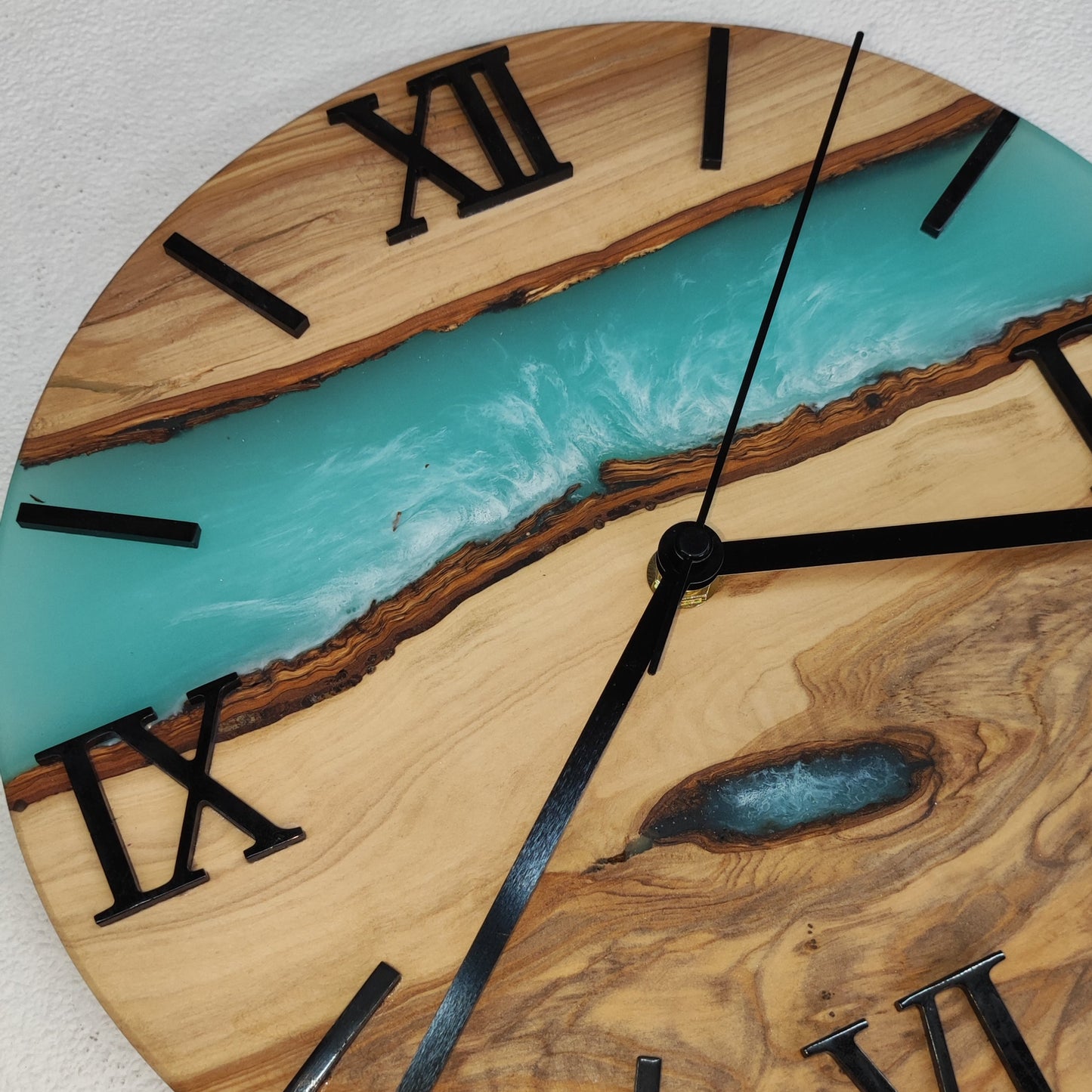 Epoxidharz Uhr Türkis-Weiß