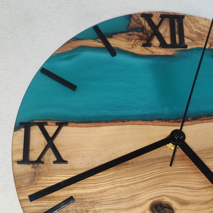 Epoxidharz Uhr Türkis-Blau