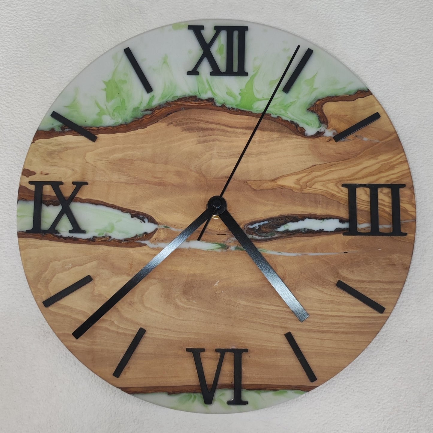 Epoxidharz Uhr Weiß-Grün