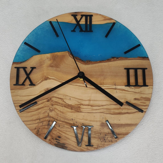 Epoxidharz Uhr Blau