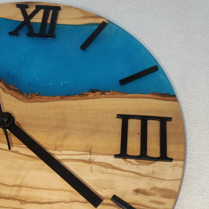 Epoxidharz Uhr Blau