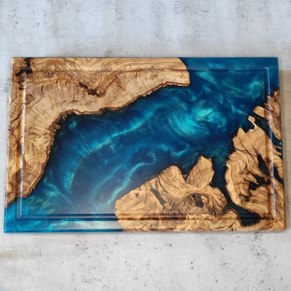 Epoxidharz Schneidebrett Metallic-Blau