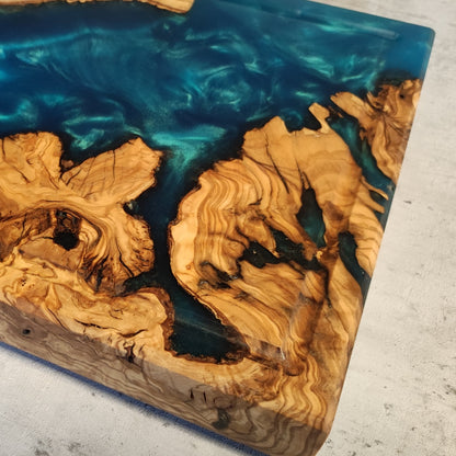 Epoxidharz Schneidebrett Metallic-Blau