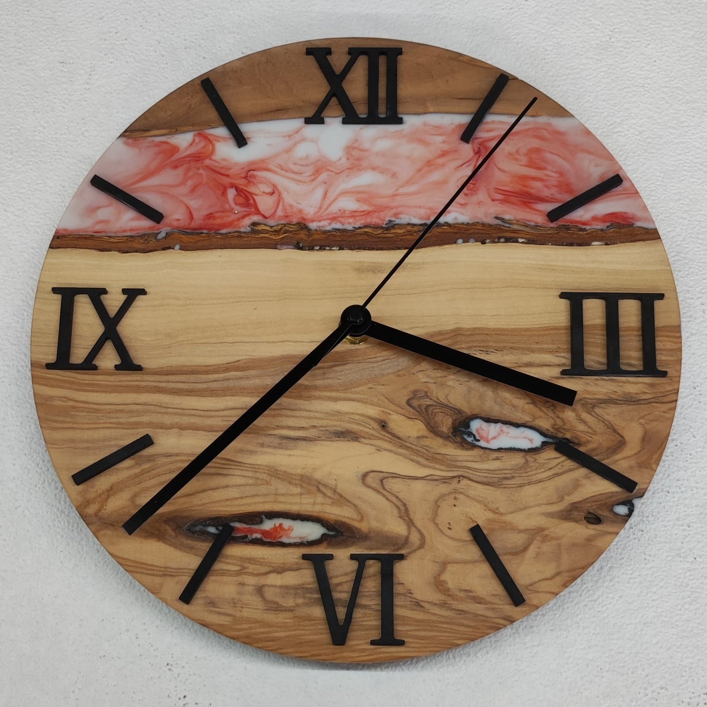 Epoxidharz Uhr Rot-Weiß