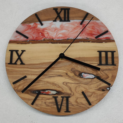 Epoxidharz Uhr Rot-Weiß