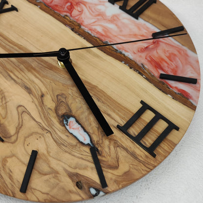 Epoxidharz Uhr Rot-Weiß