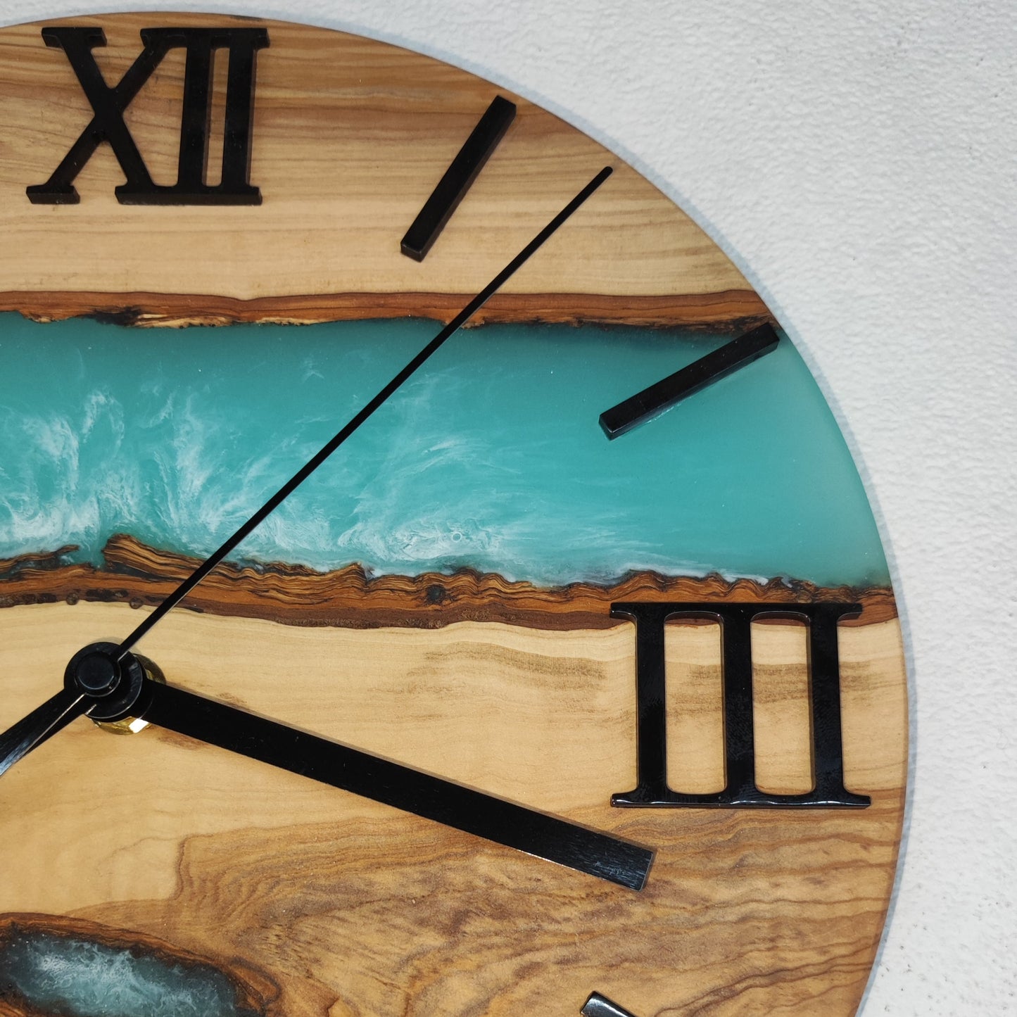 Epoxidharz Uhr Türkis-Weiß