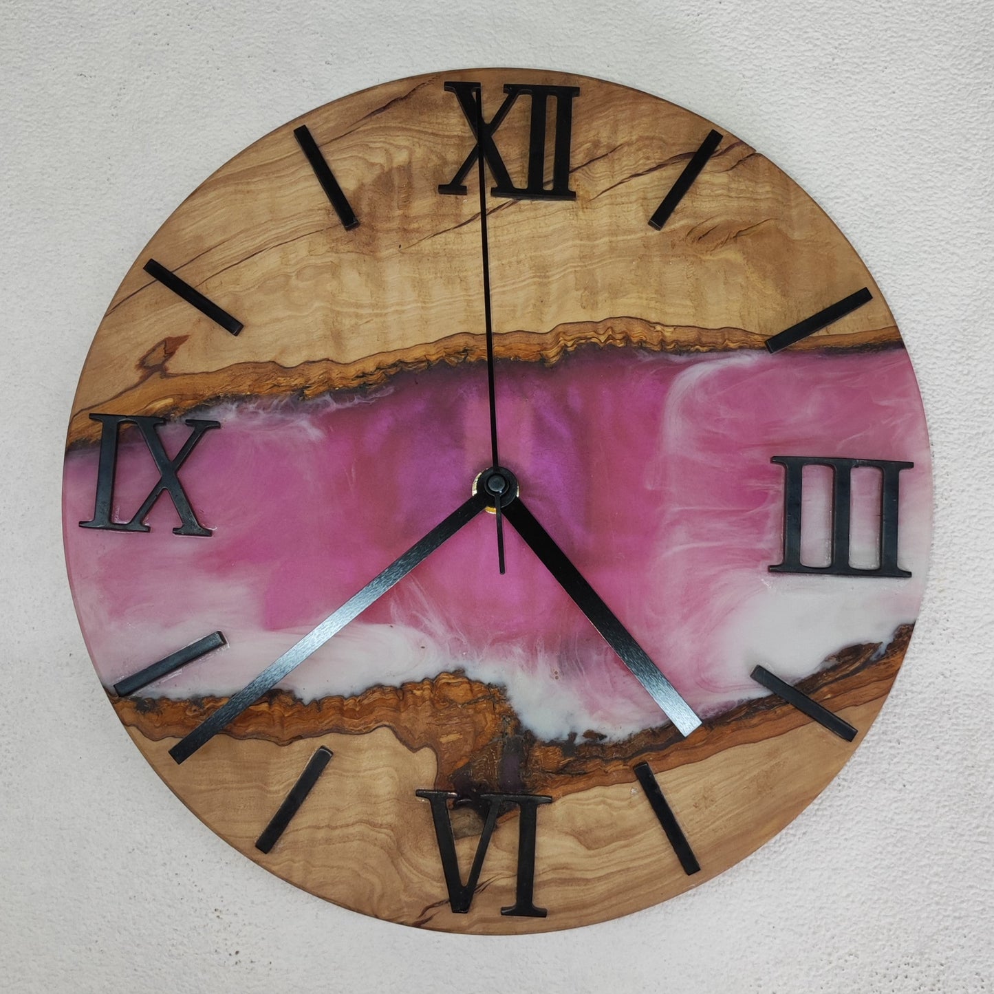 Epoxidharz Uhr Rosa-Weiß