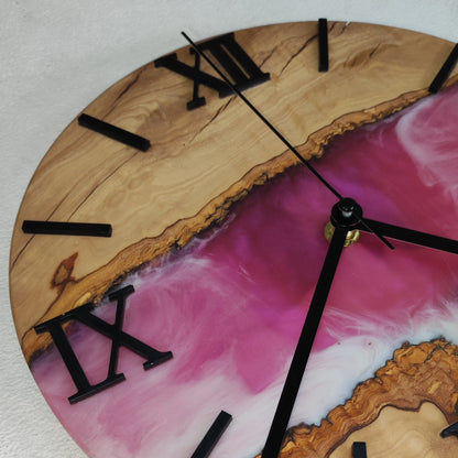 Epoxidharz Uhr Rosa-Weiß