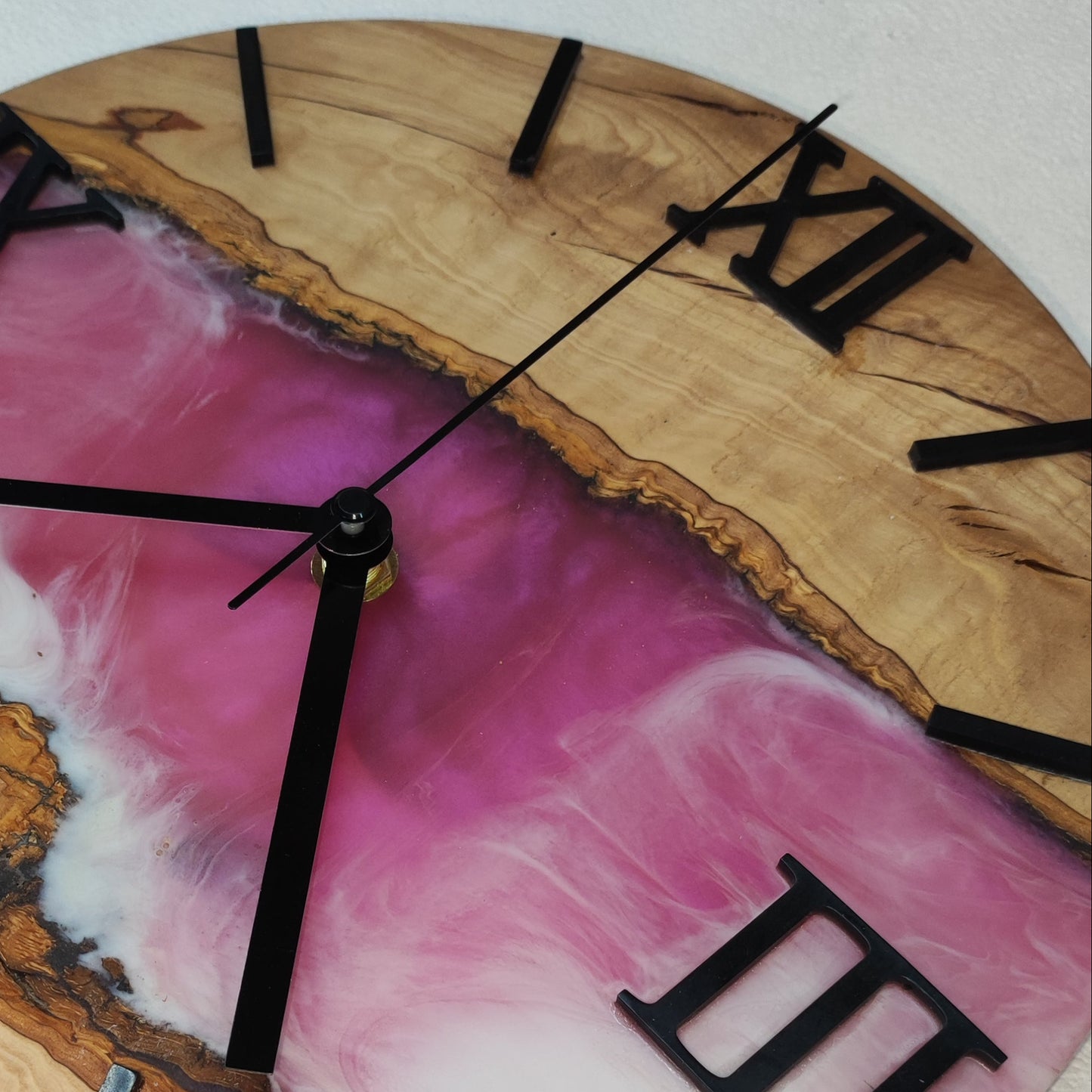 Epoxidharz Uhr Rosa-Weiß