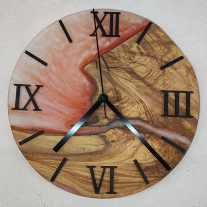 Epoxidharz Uhr Rot-Weiß