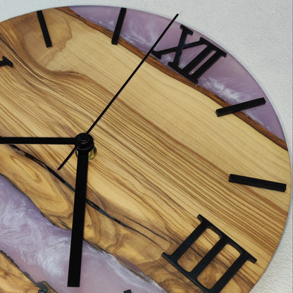 Epoxidharz Uhr Lila-Weiß